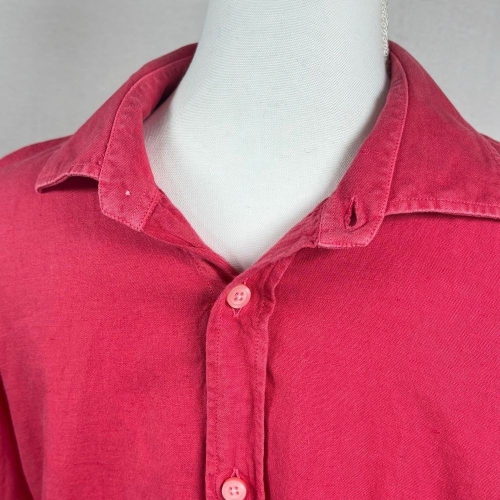North Country Linen Shirt Womens Large Red Organic Cotton Blend Casual - Picture 7 of 11